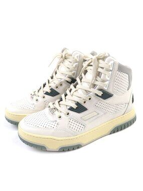 Gucci Interlocking G Vintage Wash High Cut Leather Sneakers Silver